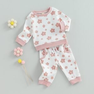 Children's New Flower Print Sweater Suit