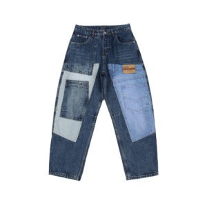 Retro Washed Heavy Ounce Deconstruction Patchwork Jeans