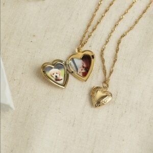Heart Shaped Flip Photo Necklace
