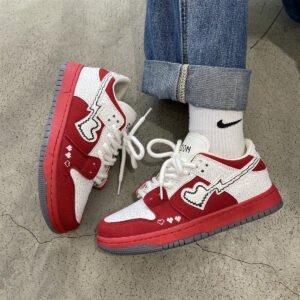 Pixel Heart Red Skateboard Shoes Female