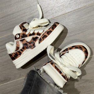 New Female Dopamine Leopard Print Casual Bread Shoes